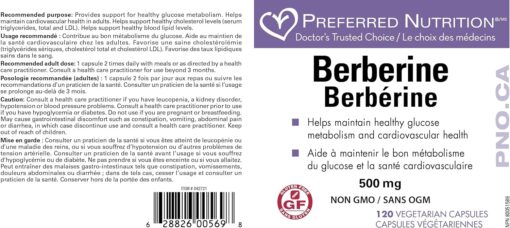 Preferred Nutrition Berberine label English
