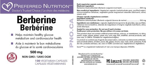 Preferred Nutrition Berberine label French