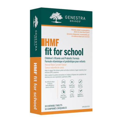 Genestra HMF Fit For School 30 Chewable Tablets label